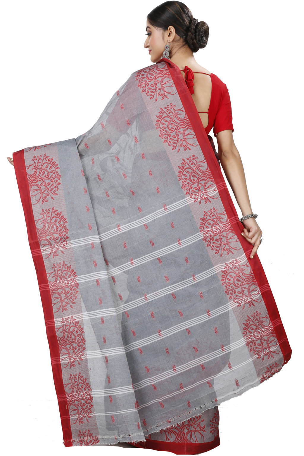 Grey Pure Cotton Somaya Tant Saree (1046)